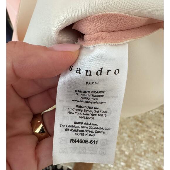 Sandro Paris Remind Mini Dress Scuba Knit Light Pink Womens $325 Size 1/XS - Picture 3 of 5